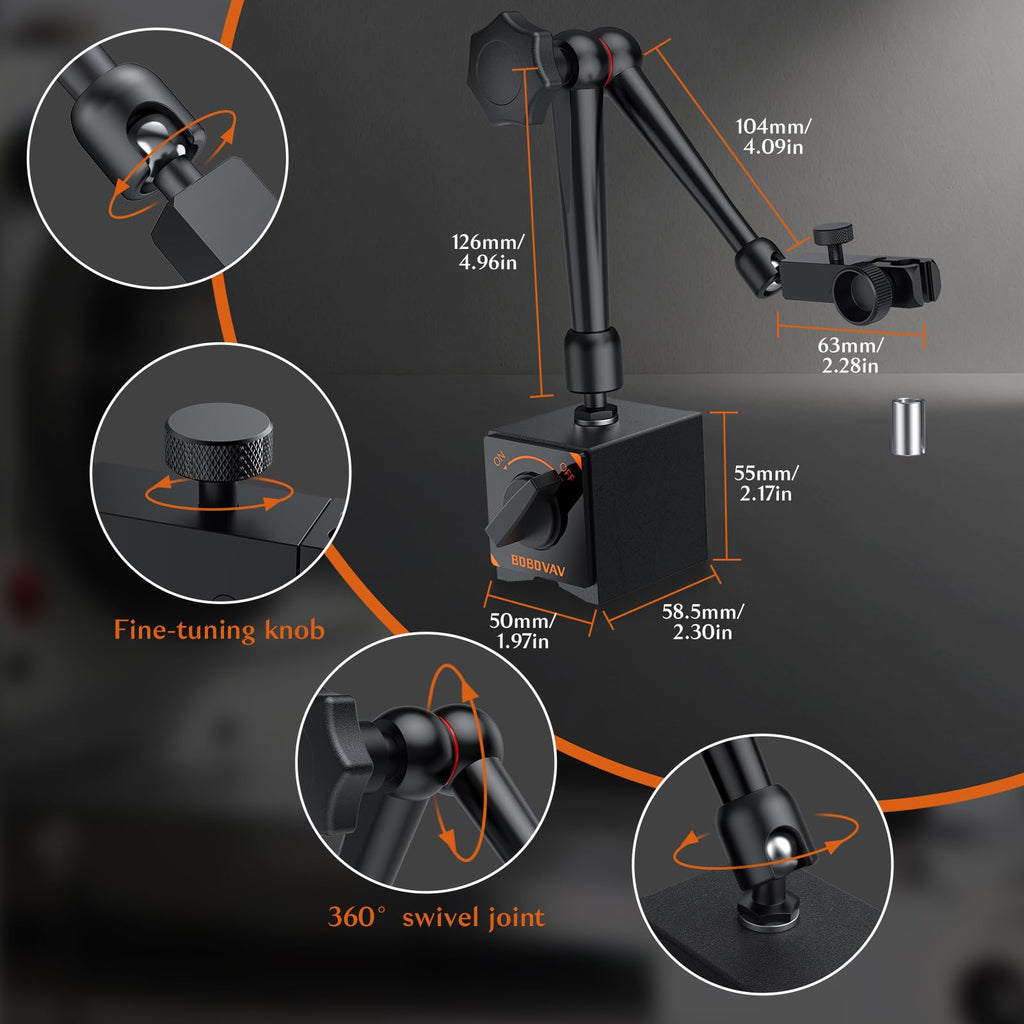 BOBOVAV 176lbs/80kg Magnetic Base Stand Holder for Dial Indicator