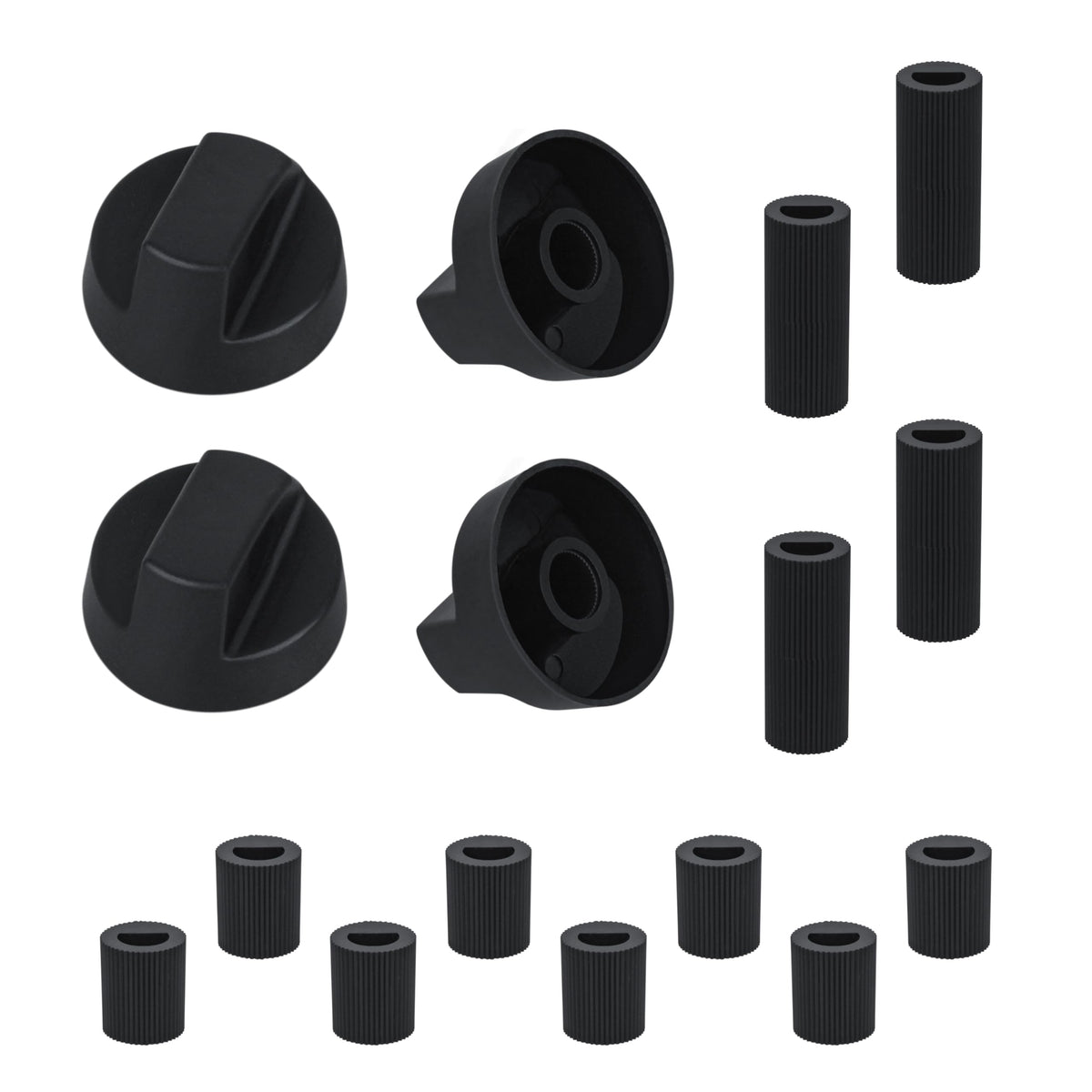 DIFFWELY 4 Pack Control Knobs Replacement with 12 Adapters for Stove Oven Range(Black)