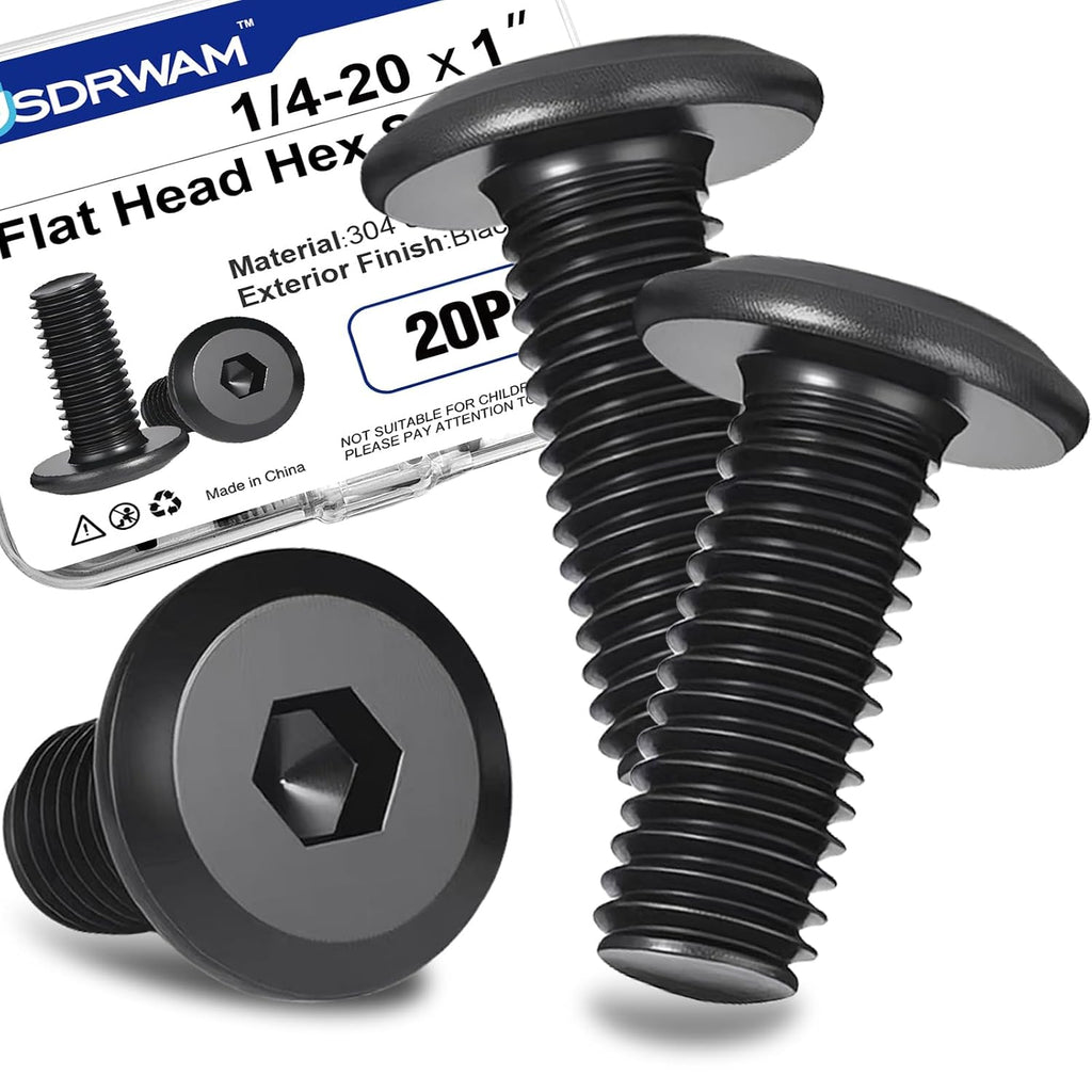20PCS 1/4"-20 x 1 Flat Head Socket Cap Screws, 304 Stainless Steel