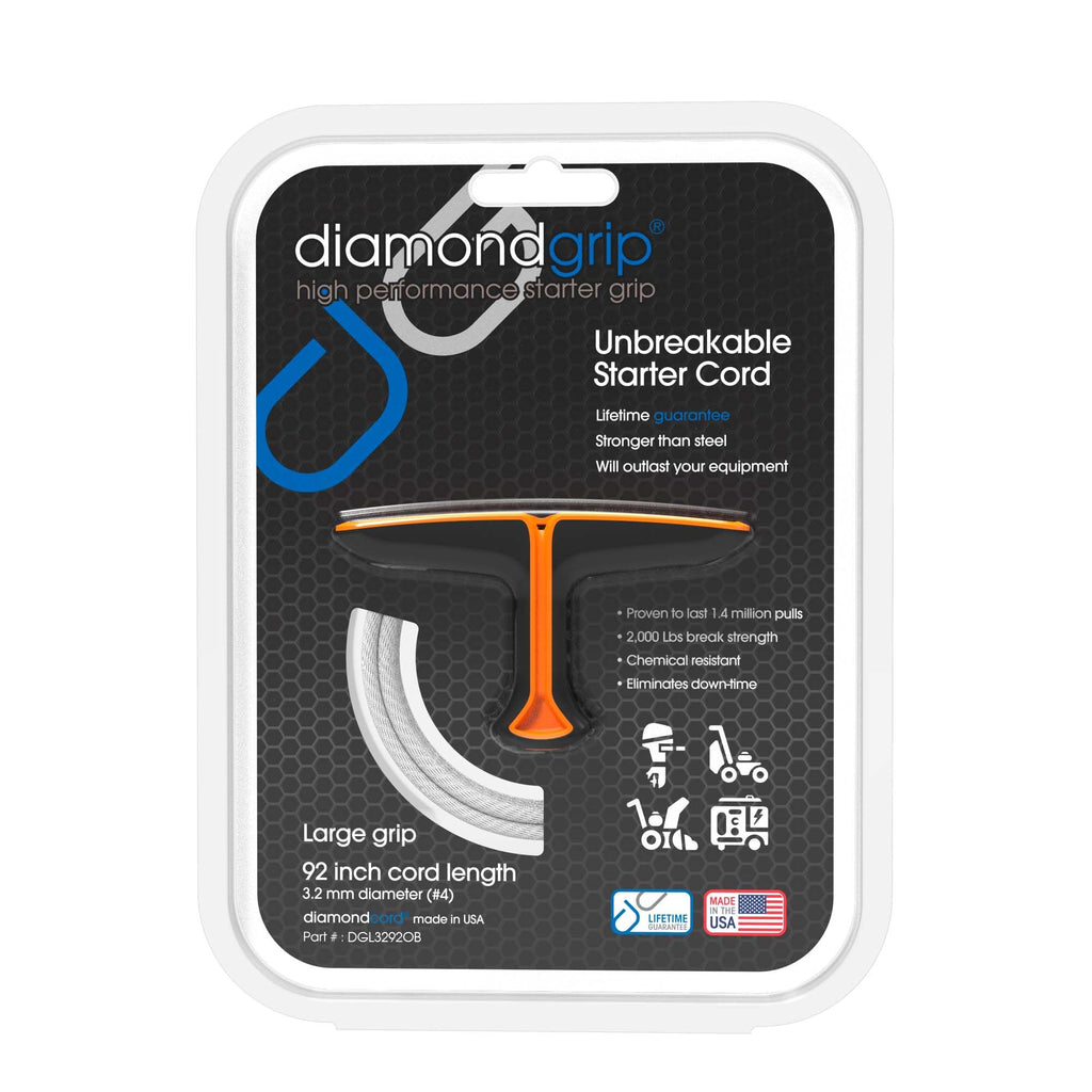 Diamondgrip Large with 92 Inch by 3.2 mm Unbreakable Gas Engine Pull Starter Recoil Replacement Cord Kit with Orange and Black Grip…