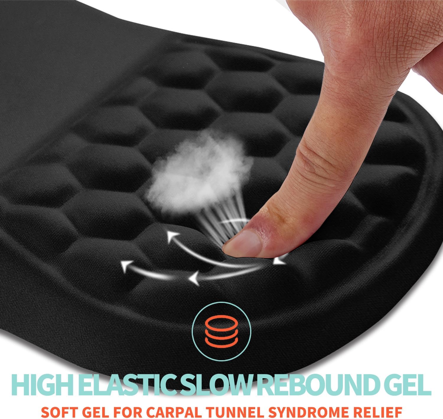 Ergonomic Mouse Pad Wrist Support with Memory Foam Massage Bulge, Carpal Tunnel Pain Relief Mousepad Wrist Rest for