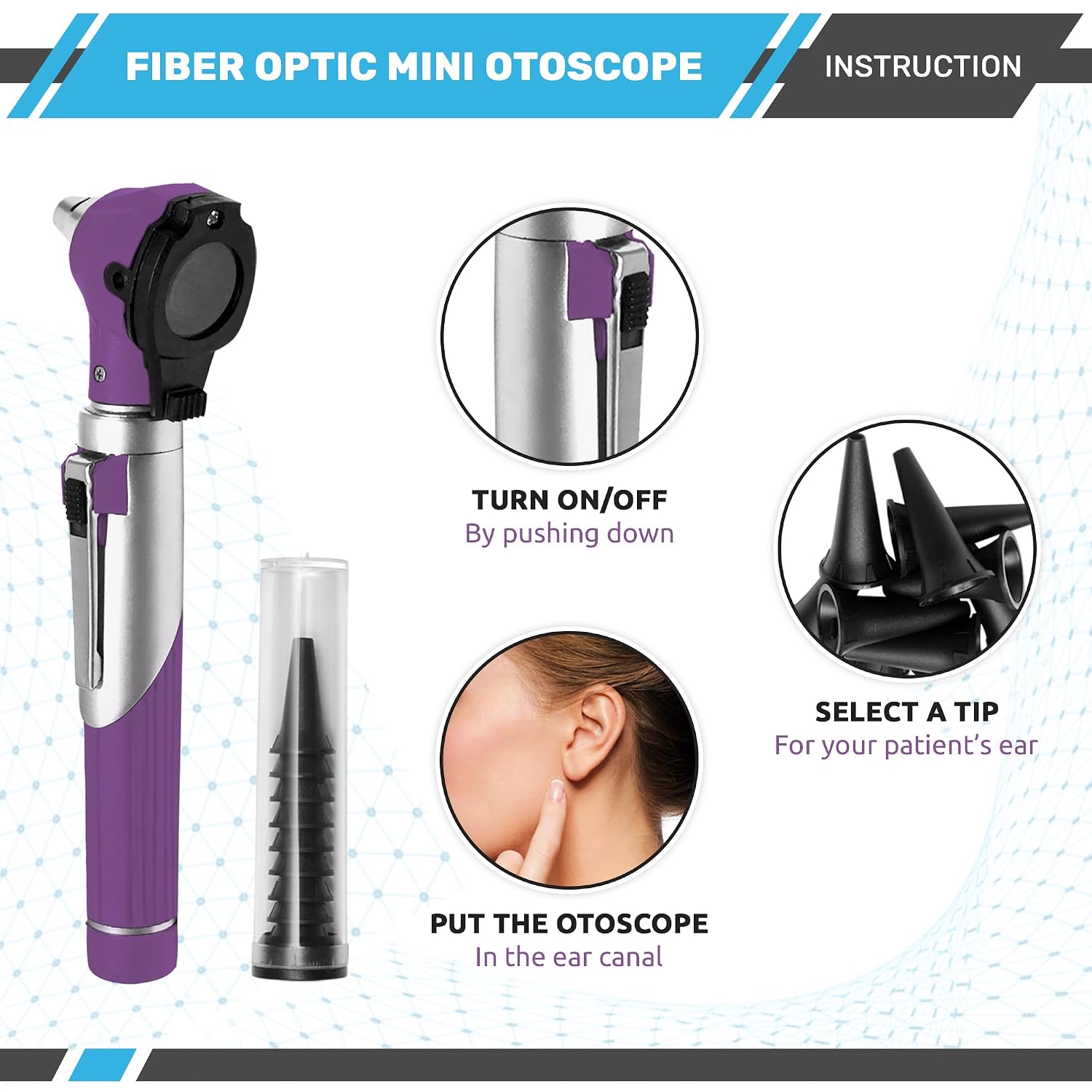 Multi-Function 2 in 1 Otoscope Set - Otoscope/Ophthalmoscope for Ear & Eye Examination - Professional Kit for Home