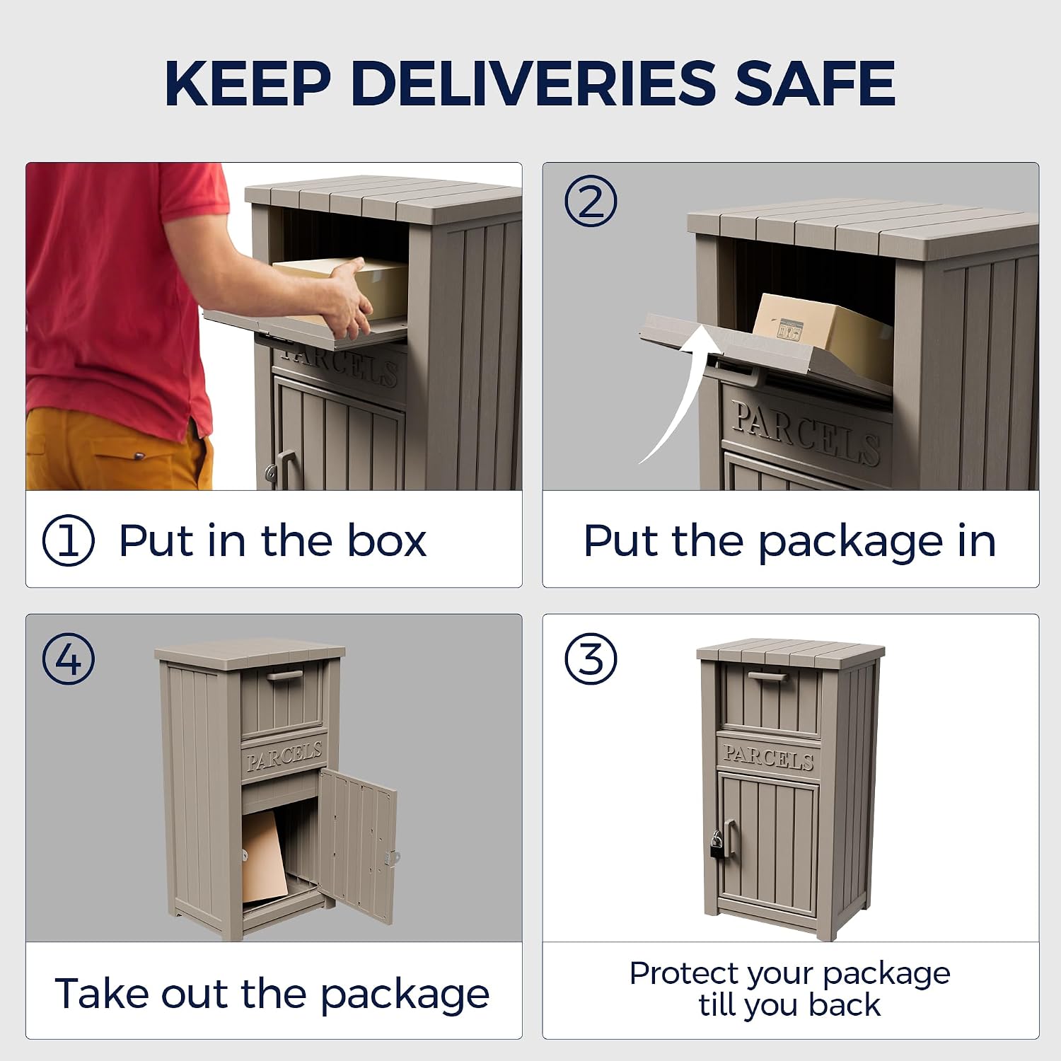 Outdoor Package Delivery Boxes, Lockable Anti-Theft Waterproof Delivery Boxes for Outdoor Use, Package Drop Box for
