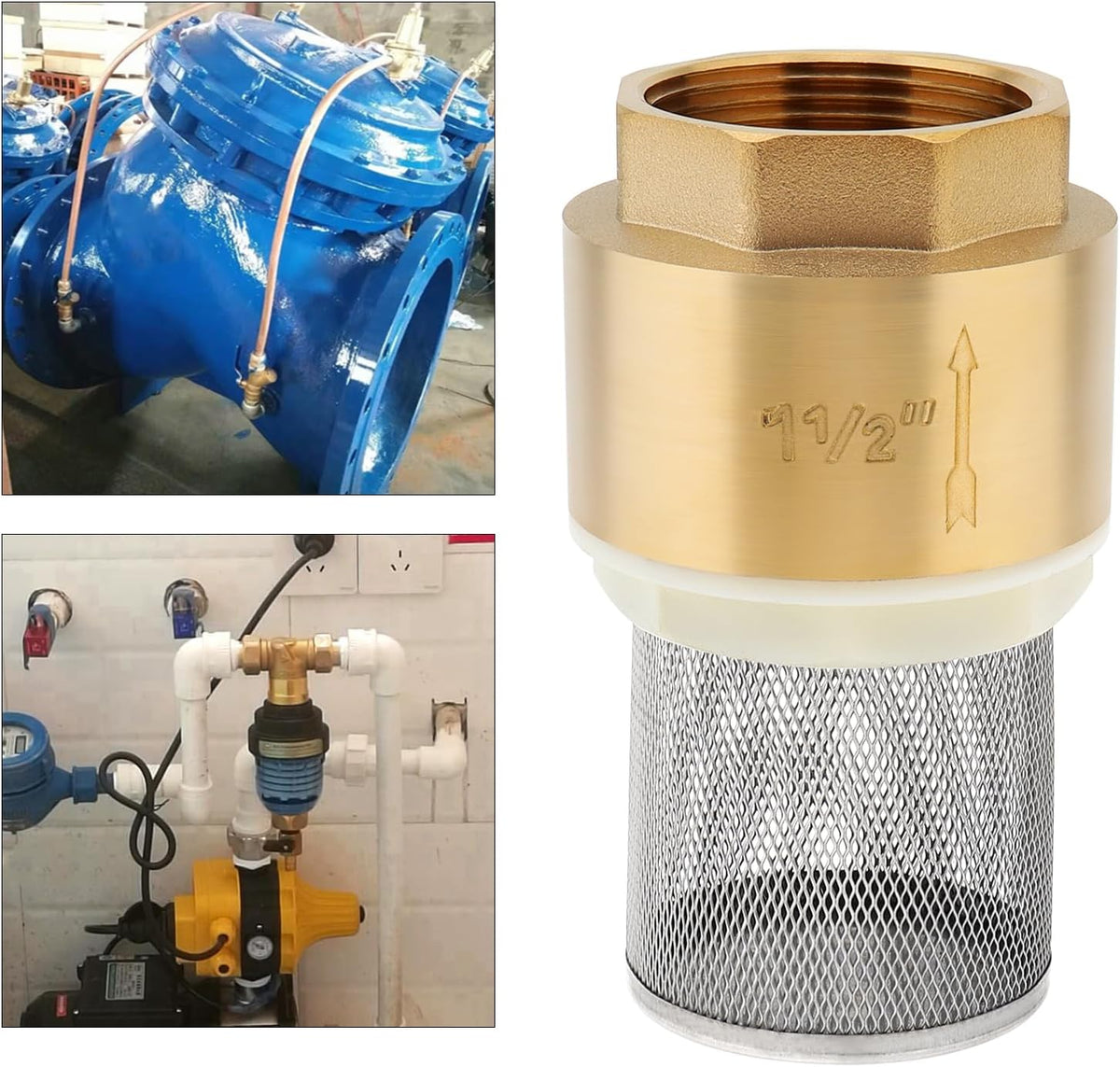 1-1/2" Brass Foot Valve Water Pump Bottom Valve Check Valves with Filter