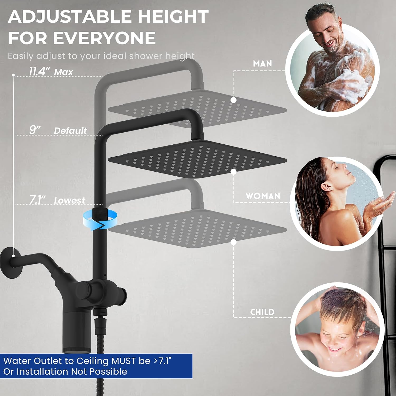 Upgraded Dual Shower Heads Combo, 10 inch Filtered Shower Head with Handheld, 3-Way Rain Shower Head with Filters, 7