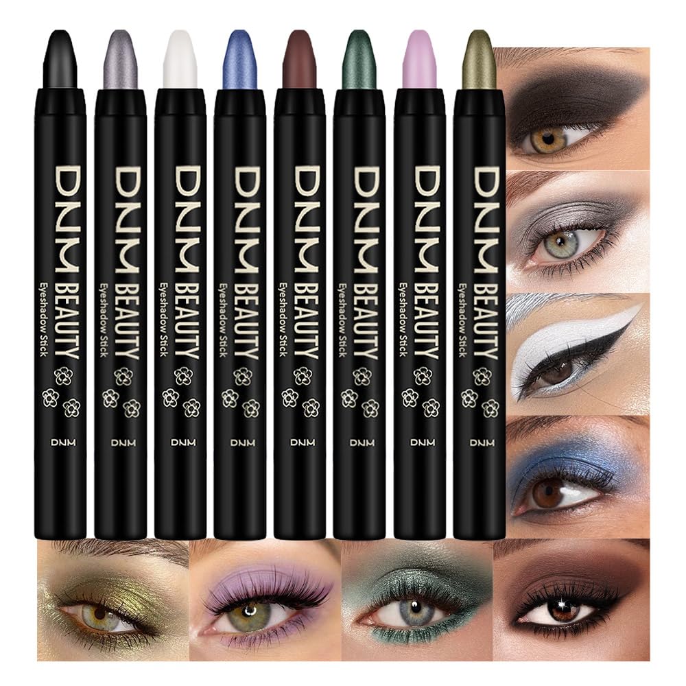 8Pcs Cream Eye Shadow Sticks Set, Matte Shimmer Eyeliner Pencil Eyeshadow Palette Makeup, Eye Highlighter Brightener