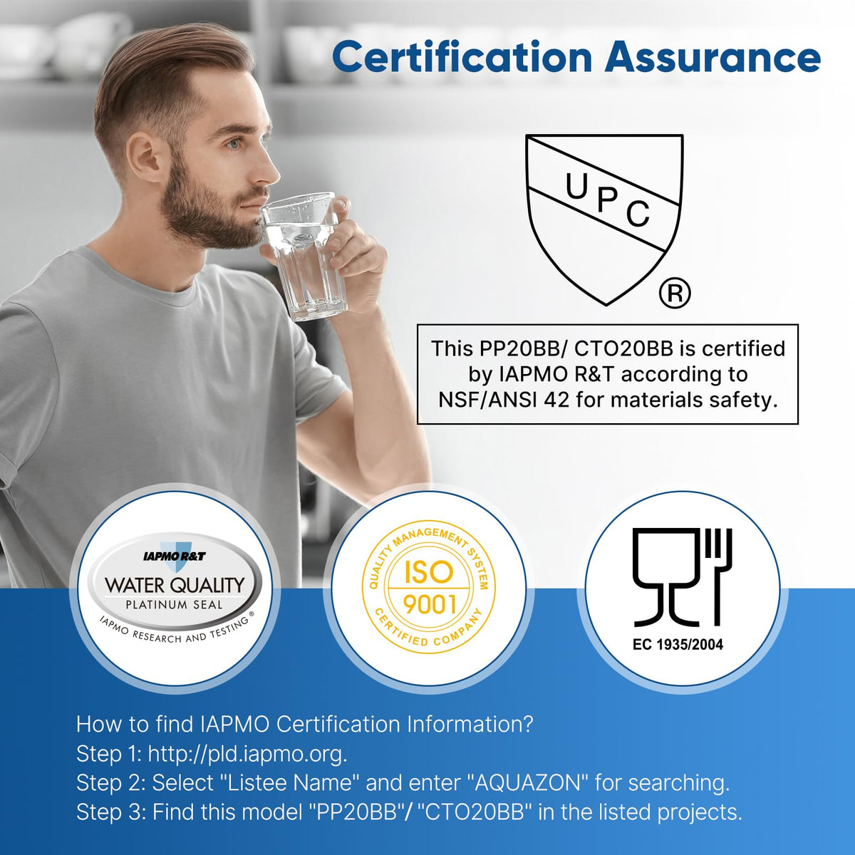 PUREPLUS 20"x4.5" Whole House Water Filter Kit, Sediment & Carbon, 1 Pack