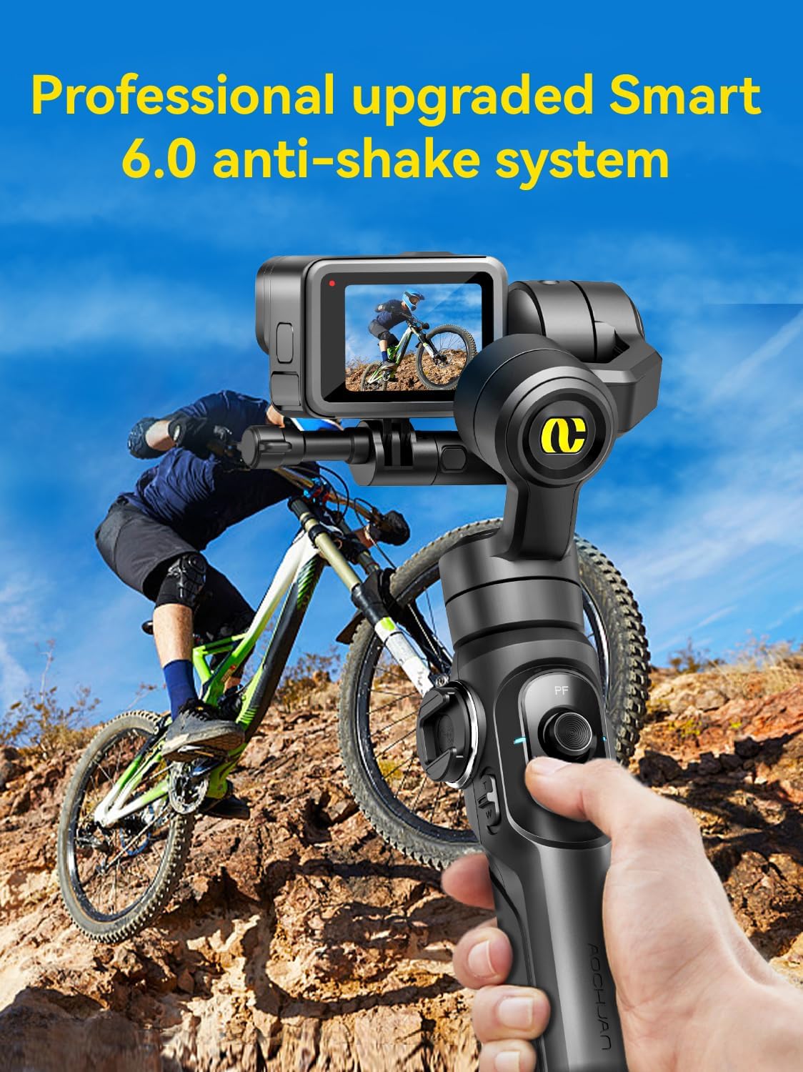 Gimbal Stabilizer for Go Pro, Handheld Gimbal with 360° Rotation for Video Recording, 3-Axis Gimbal Stabilizer