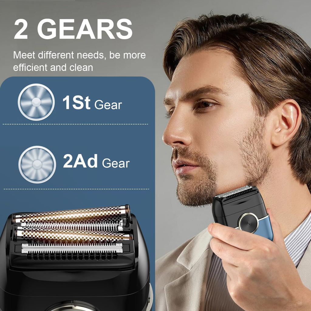 Electric Foil Shavers for Men: 4 Floating Blades & Dual Speed | Mini Electric Razors for Men With Wet or Dry