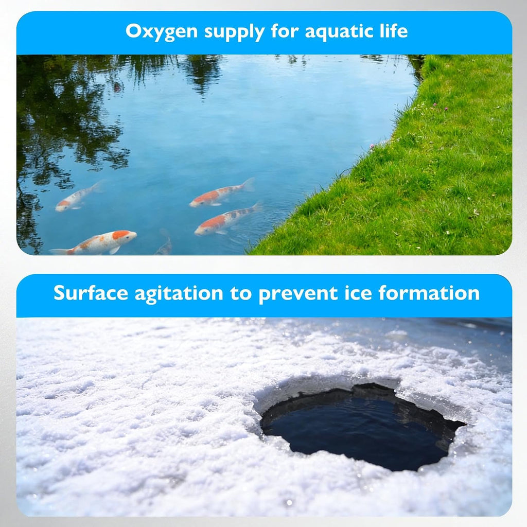 Pond Aerators for Outdoor Ponds, Air Pump for Pond up to 2500 Gallons, Complete Koi Fish Pond Aeration Kit