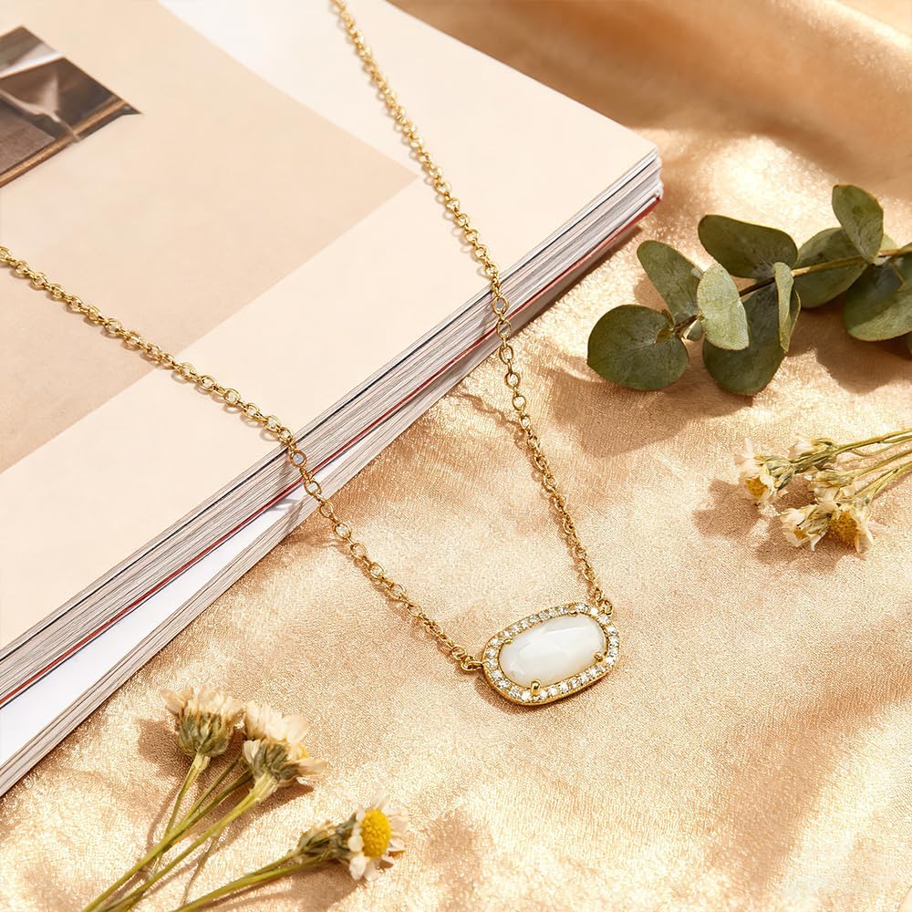 Gold Necklace for Women, 14K Dainty Pendant Choker, Adjustable Chain, Minimalist Gift for Birthday Valentine's Day