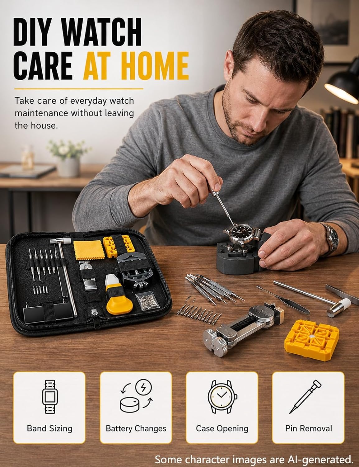 Complete 72-Piece Watch Repair Kit, Fix, Adjust Revive Making | Link Removal Accessories, Battery Replacement Tool