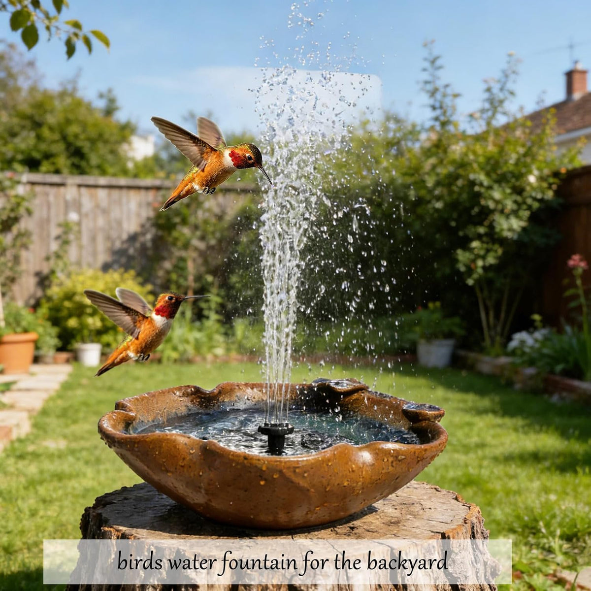 Ceramic Birdbath Solar Fountain, 12.5-Inch Heavy Duty Ceramic Bird Bath Bowl for Outdoor Water Fountain, Wildlife