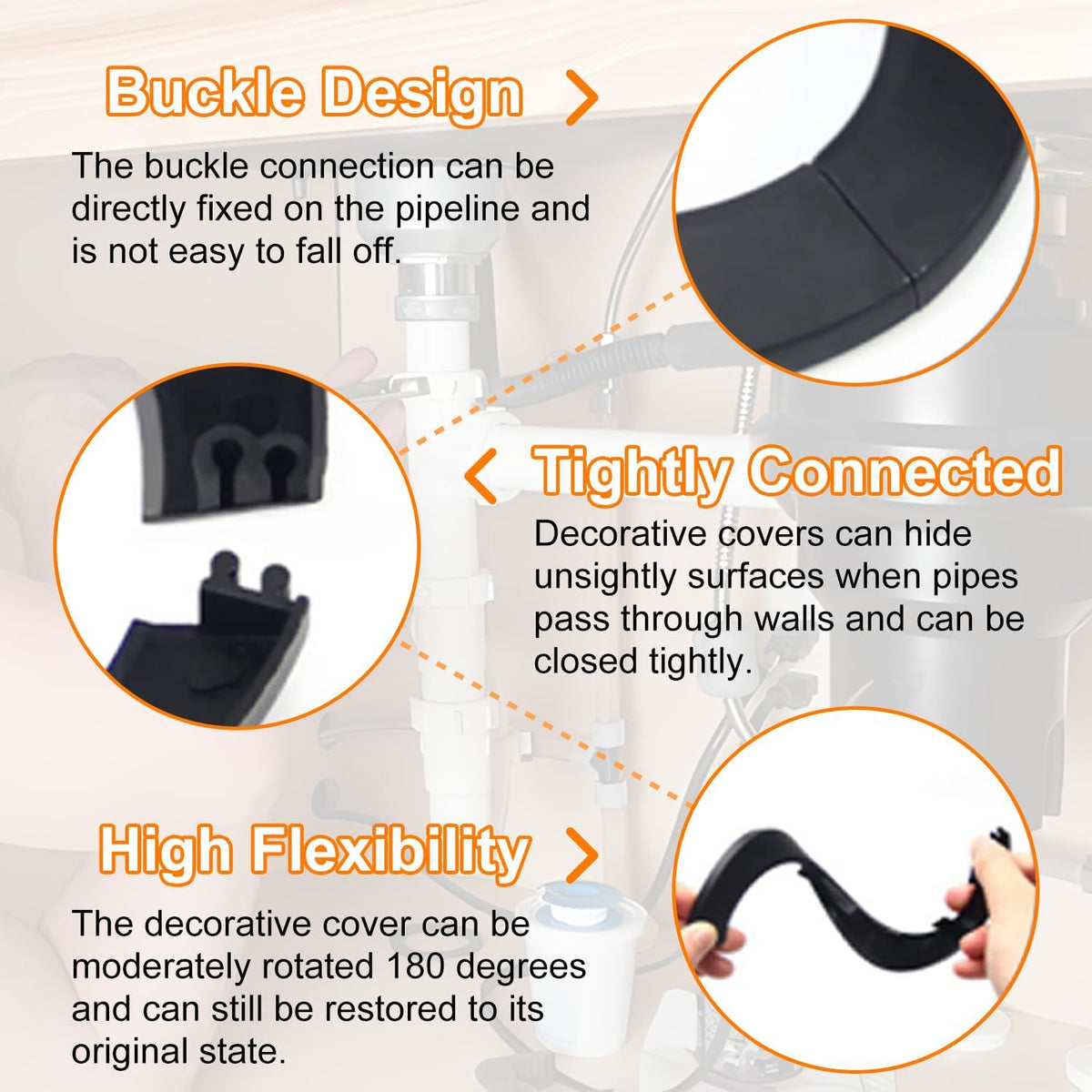 4Pcs Fit 1/2" Outer Diameter Flange Water Pipe Cover Decoration