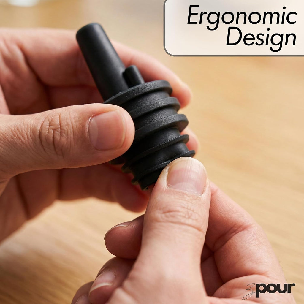 Black Premium Quality Liquor Pour Spouts Pack 12 Reusable Leakproof Bottle Tops For Bartenders And Home Use Easy Flow