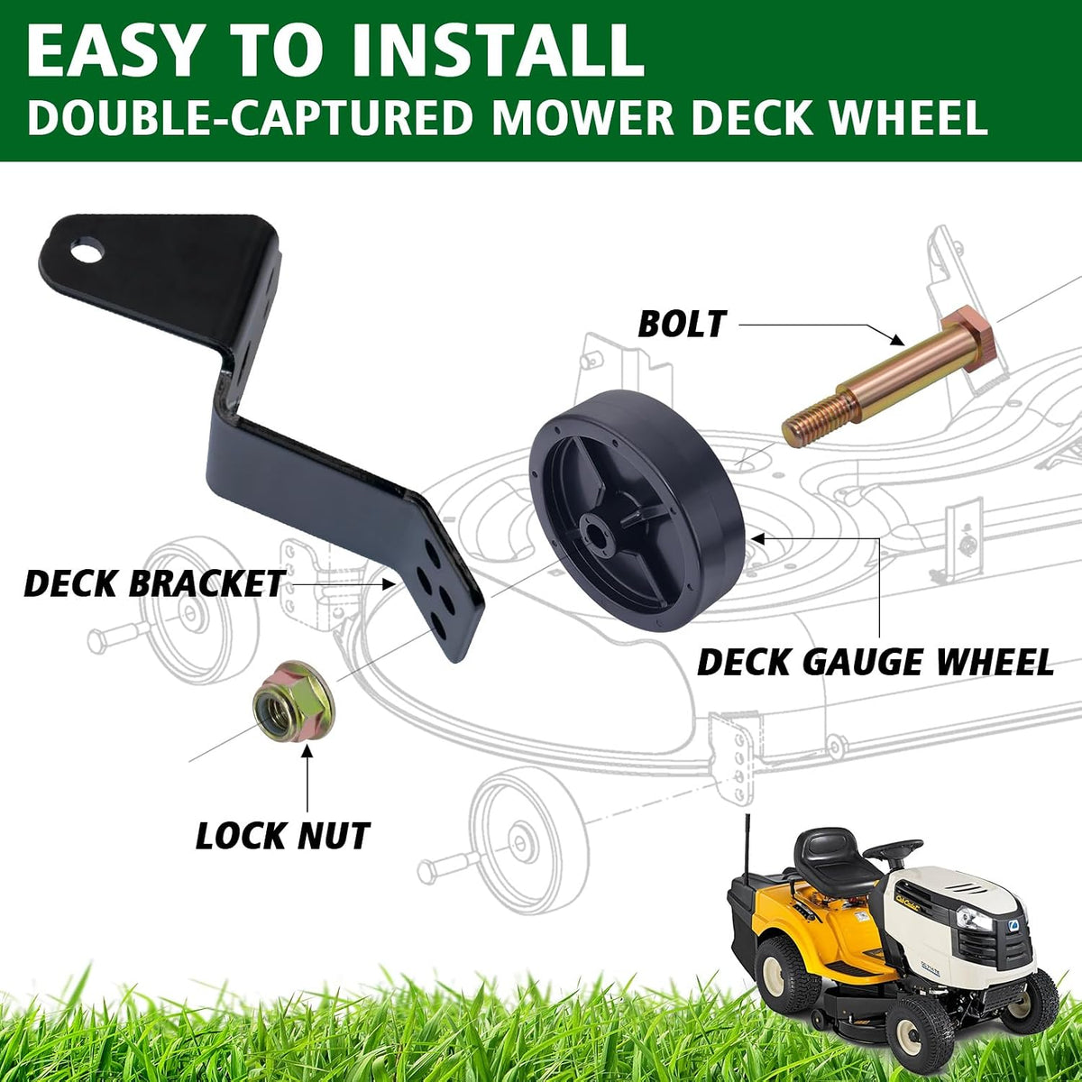 CheeMuii 2 Pack 734-0973 Lawn Mower Deck Wheels Kit with Bolts and Nuts