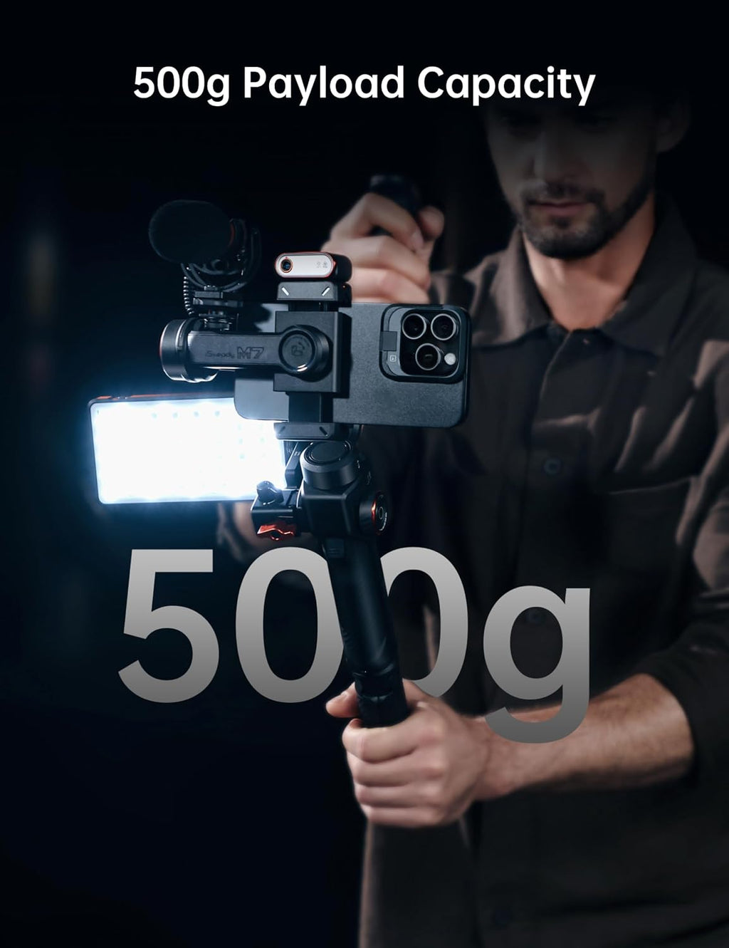 iSteady M7 Smartphone Gimbal Stabilizer, AI Tracking Sensor with Fill Light, 1.4" Full Color Detachable Touchscreen