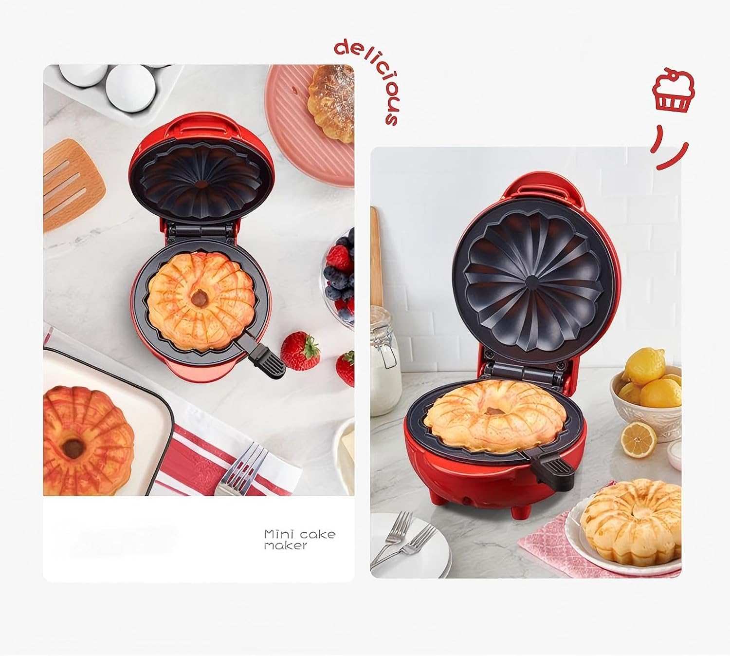 Cake Maker Lava Cake Maker Mini Donut Maker Waffle Maker Pancakes Maker Machine for Breakfast, Snacks, Desserts