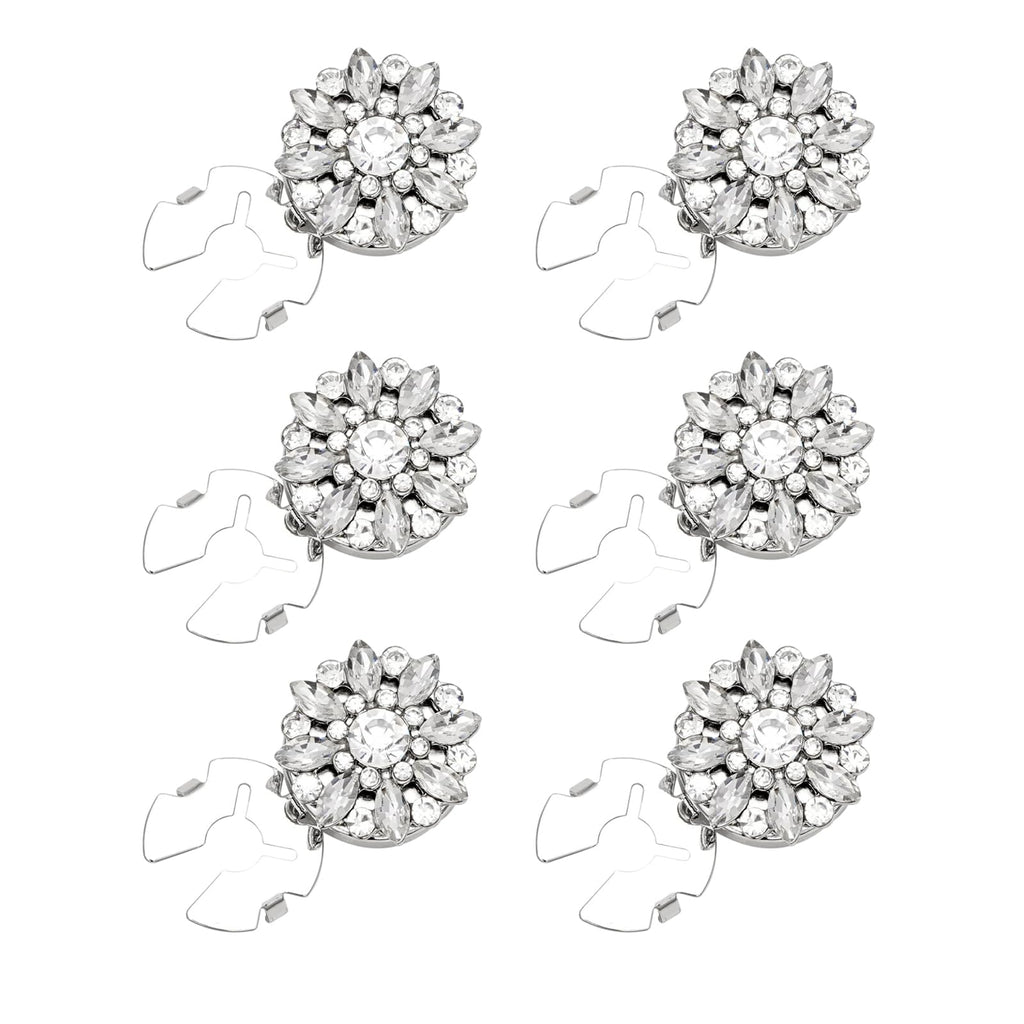 6Pcs Rhinestone Button Covers, Detachable Crystal Embellishment