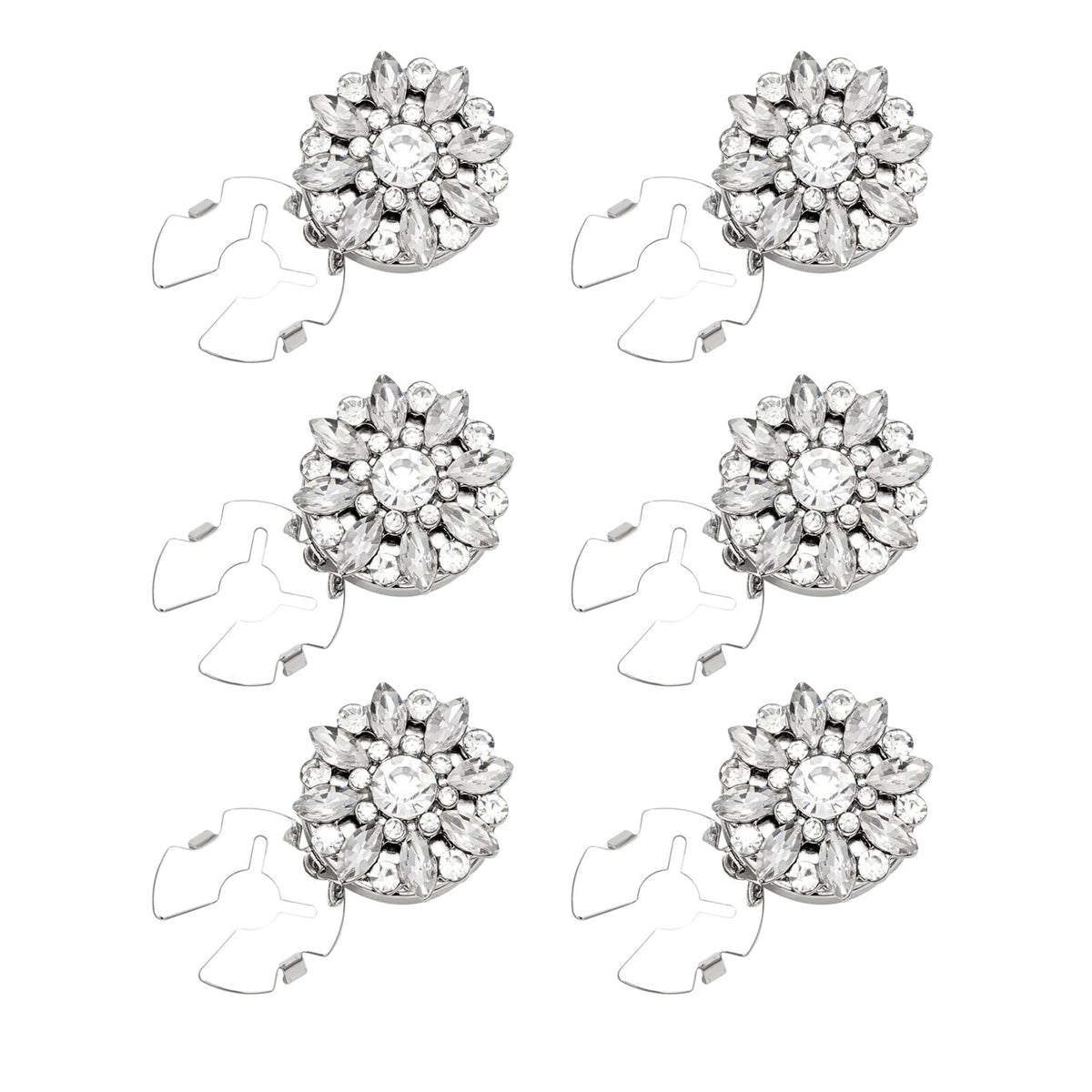 6Pcs Rhinestone Button Covers, Detachable Crystal Embellishment