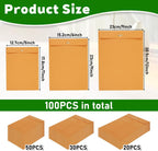100Pcs Clasp Envelopes, 3 Sizes Paper Envelopes with Clasp Closure