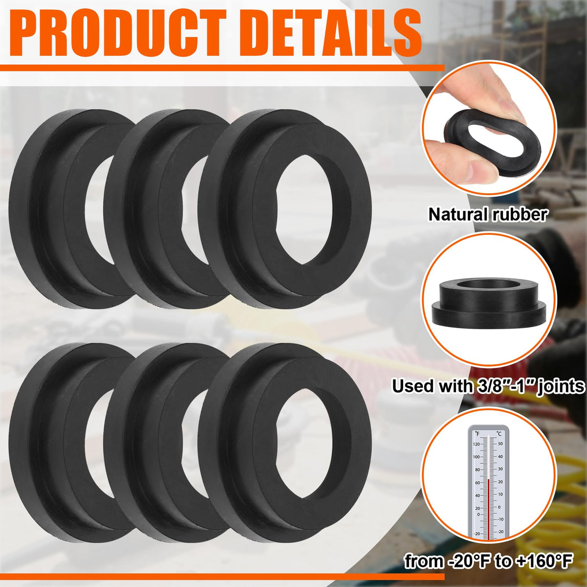 Joyfolk 50 Pack Air Hose Rubber Washer 1-5/16" O. D. for Quick Coupling