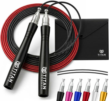 Speed Rope - Professional Self-Locking & Adjustable, Adult Speed Jump Ropes for Fitness | 2 x Steel Ropes, Cable