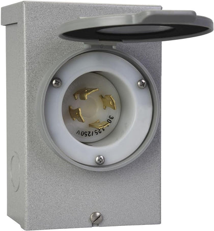 Generators Up to 7,500 Running Watts PB30 30-Amp NEMA 3R Power Inlet Box, Gray