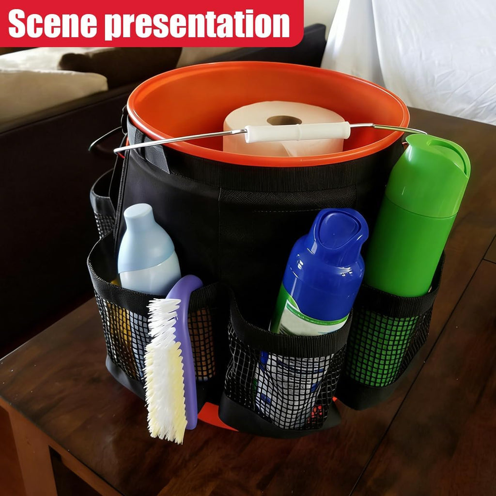 5 Gallon Bucket Tool Organizer Bag, Multi-Purpose Car Wash Caddy Bucket Tool Bag with Mesh Pockets, Universal Car