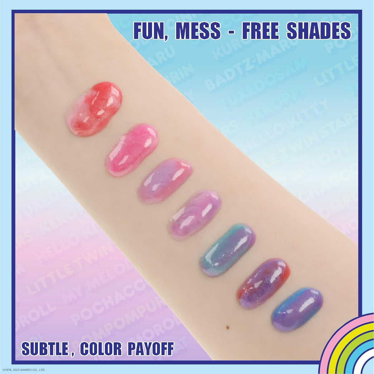 Hello Kitty Lip Gloss Set, 7-Piece Swirl Plant-Based, Ages 3+