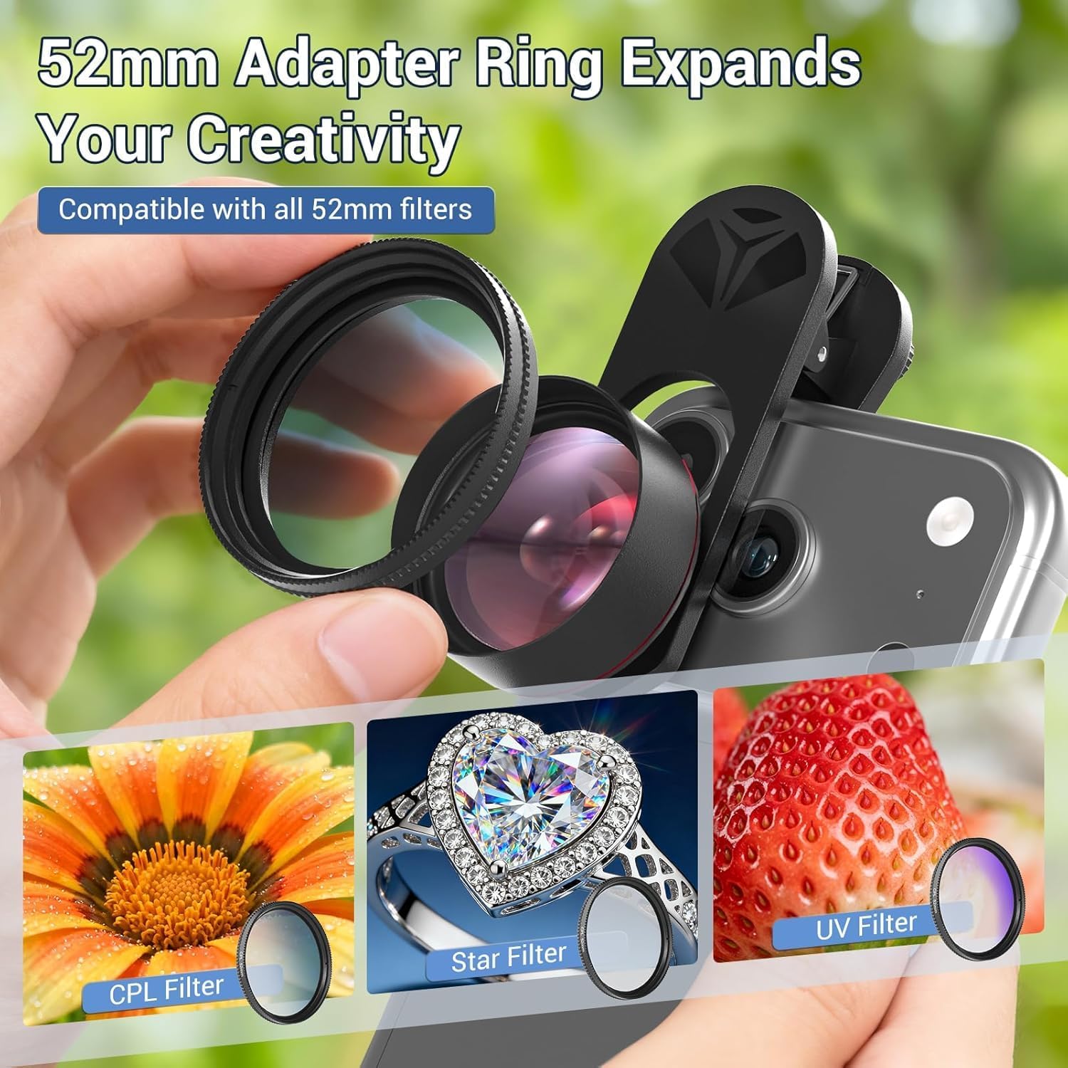 35X Macro Lens Kit for Smartphone with CPL Filter, HD Magnifier Photography Lens with Universal Lens Clip, Phone