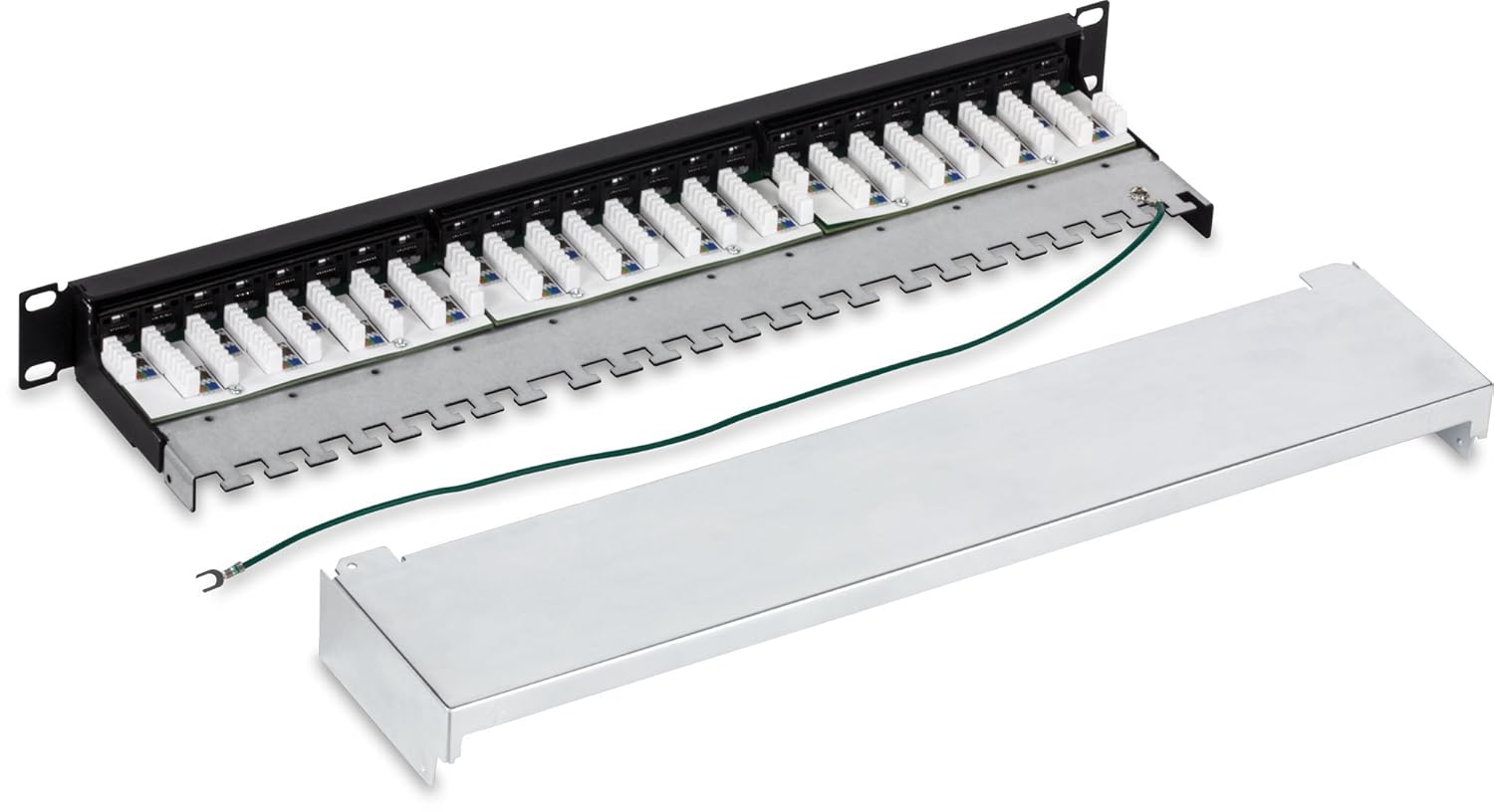 24-Port Cat6A Shielded Patch Panel, TC-P24C6AS | 1U 19" Metal Housing, 10G Ready,Cat5e,Cat6,Cat6A Compatible,Cable