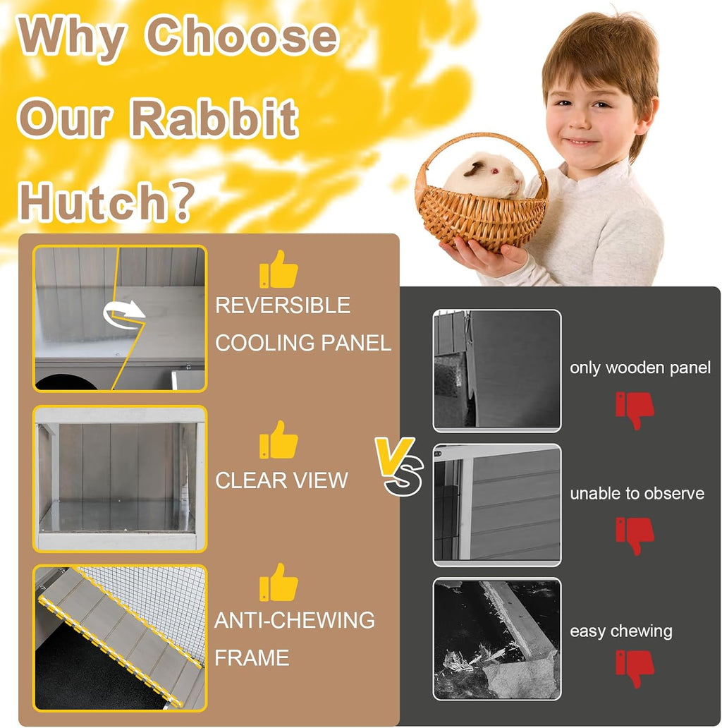 Rabbit Hutch Indoor - Weatherproof, Multi-Level, Easy Assembly, Lockable, and Comfortable | Guinea Pig Cage for Small