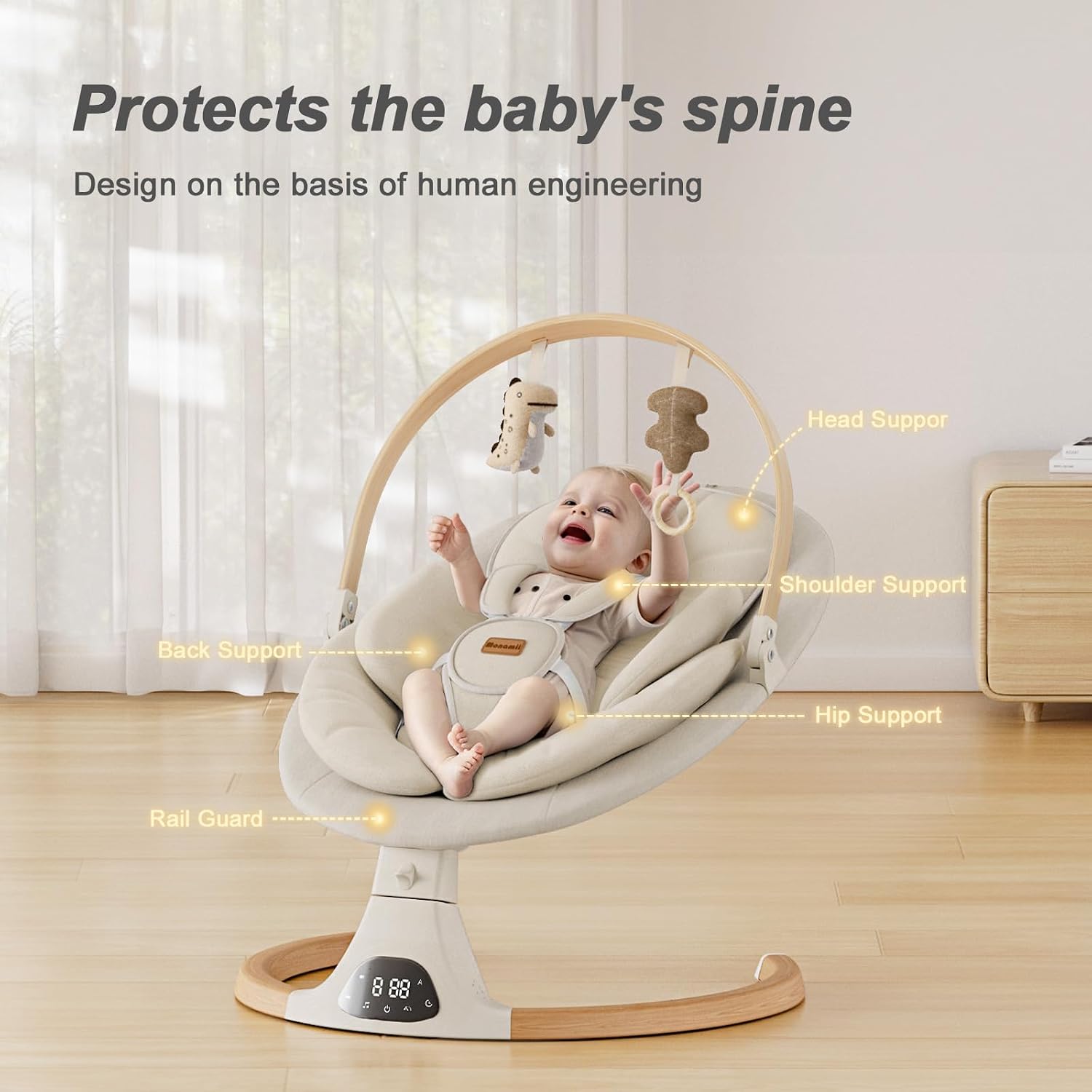 Baby Swings for Infants, Bluetooth Infant Swing with Music Speaker | Baby Swing with 5 Speeds, Remote Control, IMD