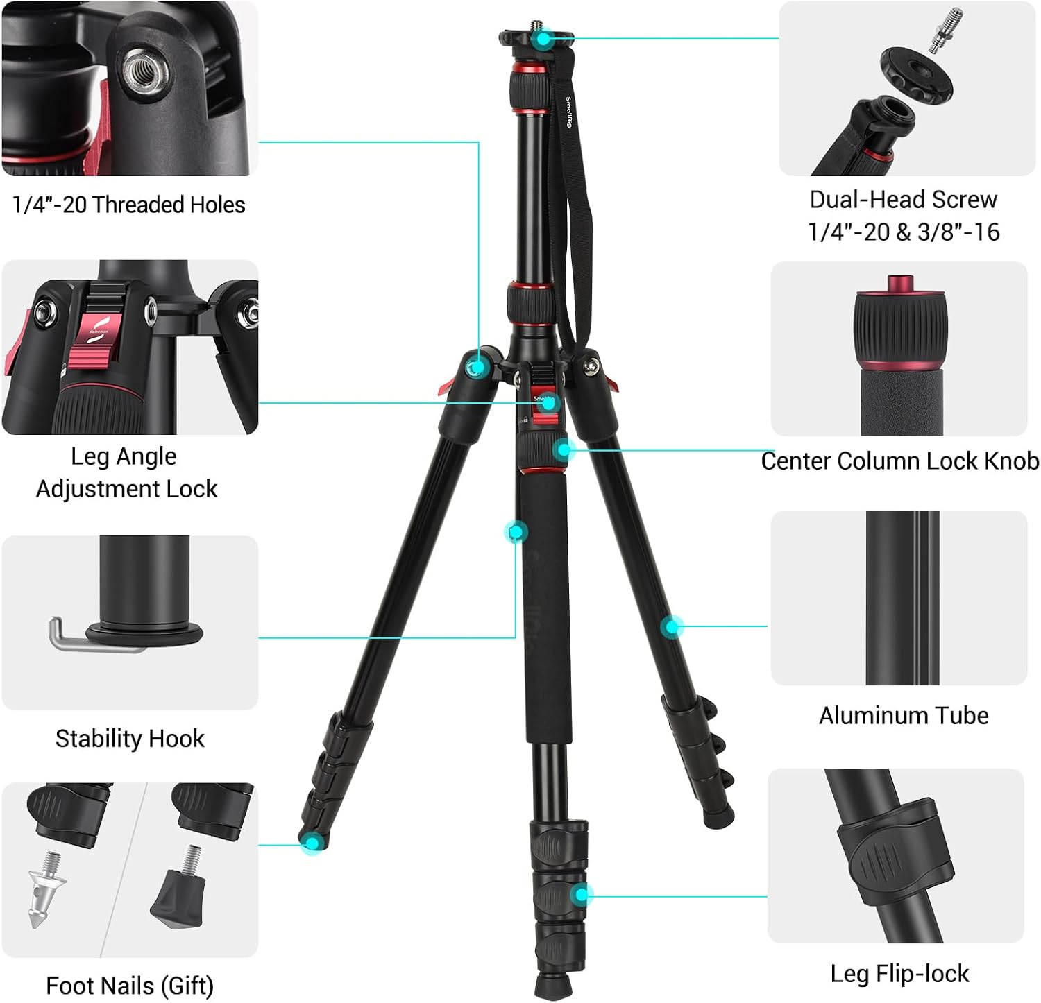 T-10 68" Foldable Aluminum Camera Tripod/Monopod | Max. Payload 33lb, Height Adjustable from 19.7" to 67.7", Works