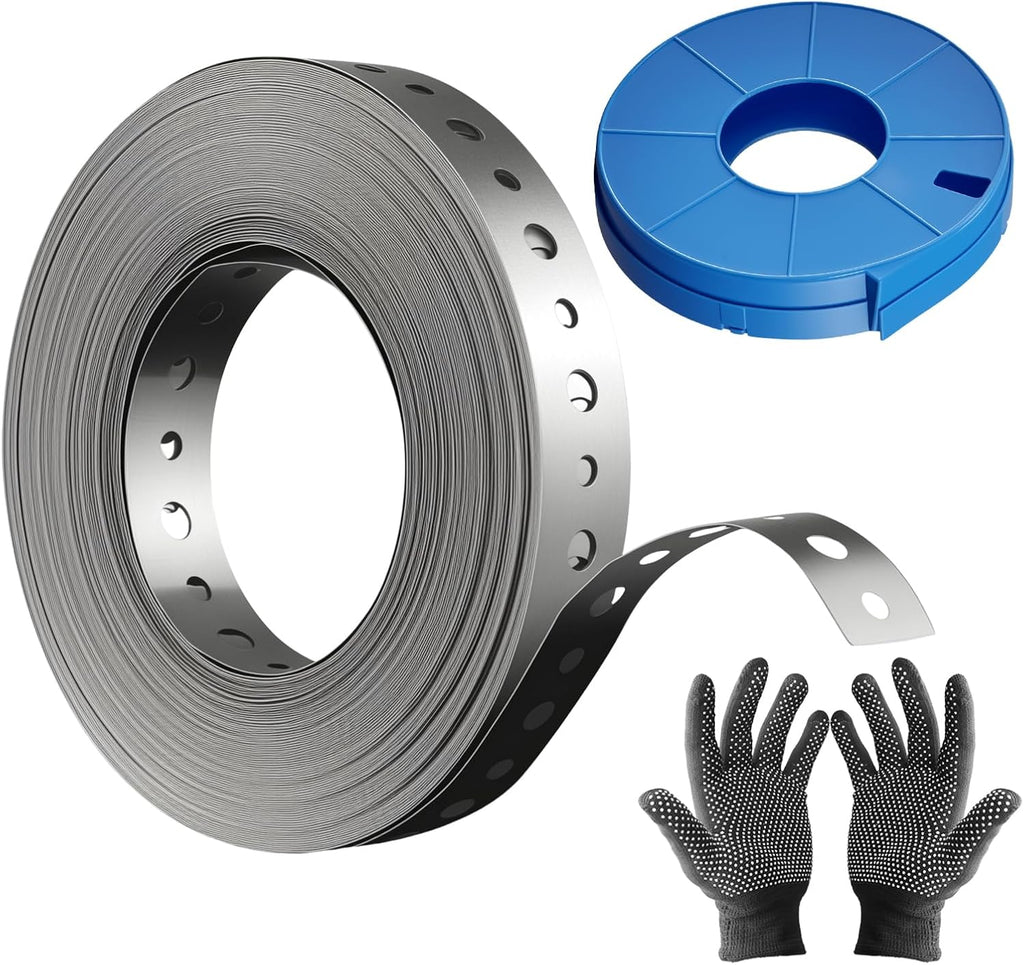 Metal Pipe Strap, 3/4 inch, 100 FT, Galvanized Hanger Strapping with Holes for Pipe Support, Flexible Trimming |