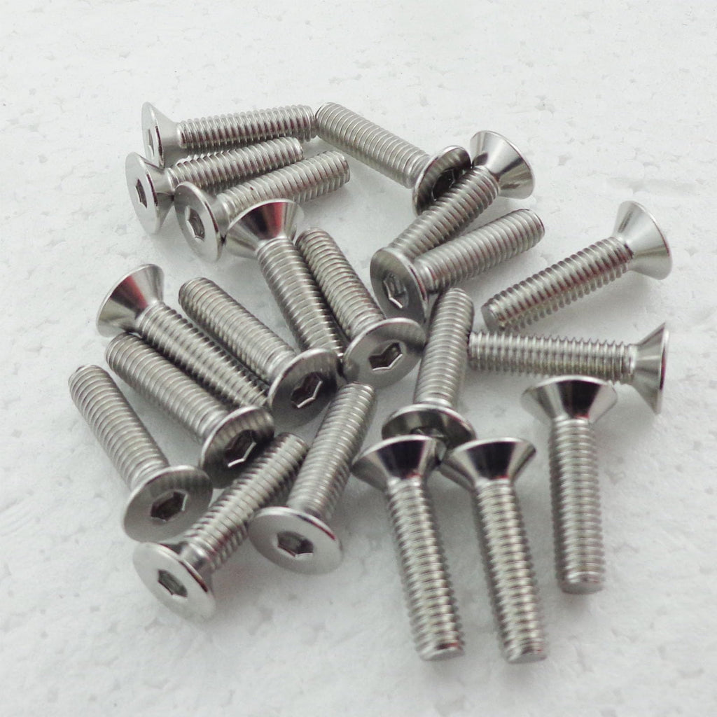 M6 x 25mm(20PCS) Flat Head Socket Cap Screws,(304 Stainless Steel)