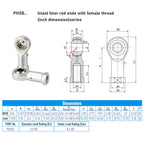 FOCMKEAS PHSB5L Spherical Rod End Bearings, 5/16" Bore, Left Hand