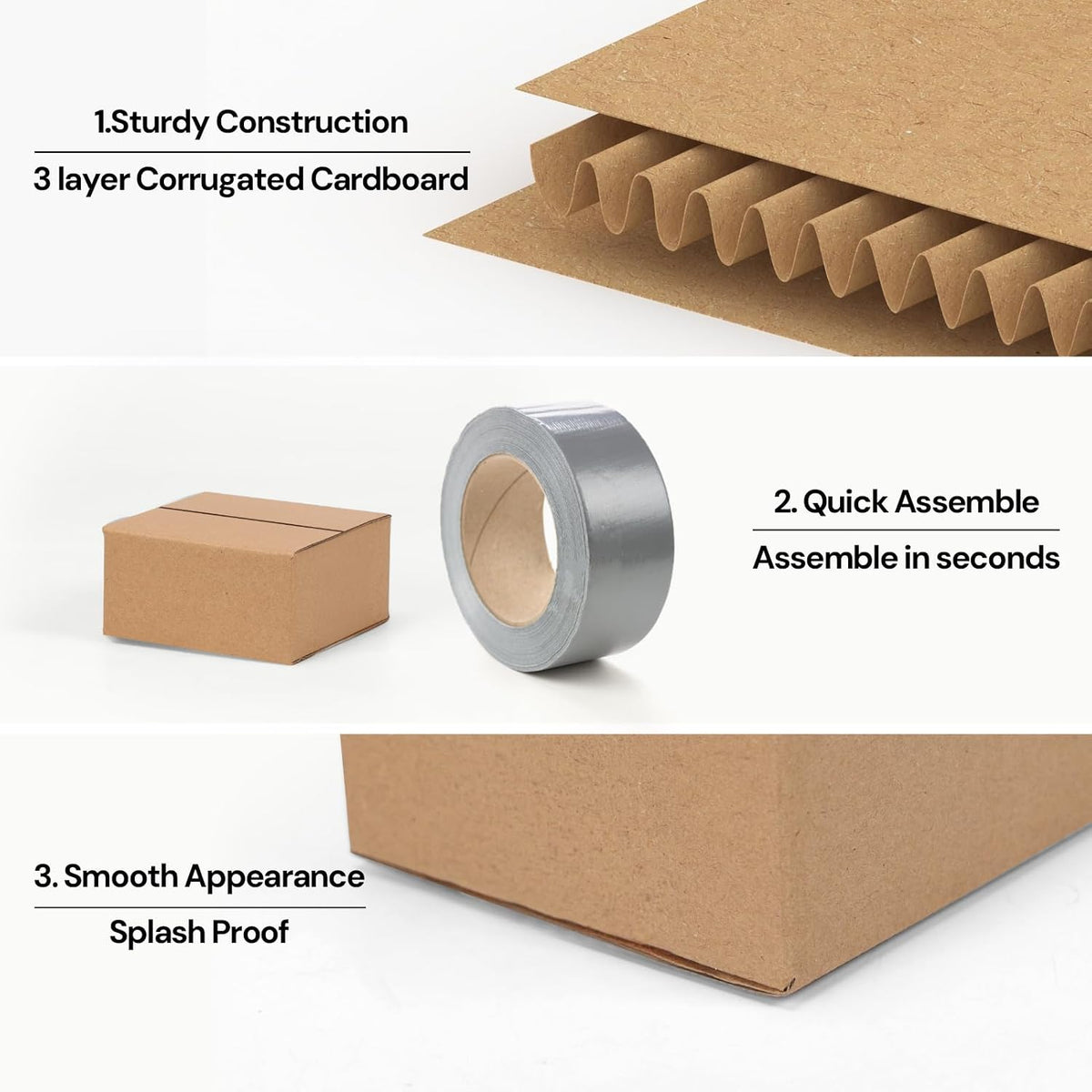 100 Pack 4x4x2 Shipping Boxes Brown, Small Corrugated Cardboard Box for Mailing, Packaging Small Business, Kraft