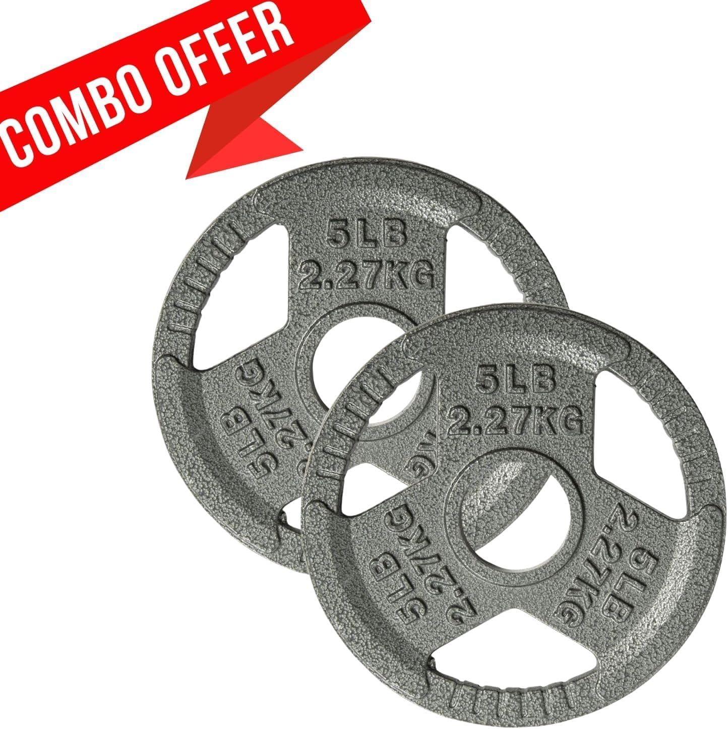 Tri-Grip Handles Cast Iron Olympic Weight Plates, 2-Inch Weight Plates for Weight Lifting with Smooth and Durable