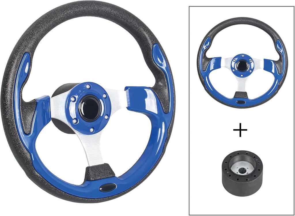 12.5" Blue Marine Boat Steering Wheel with 3/4" Axle Hub Adapter