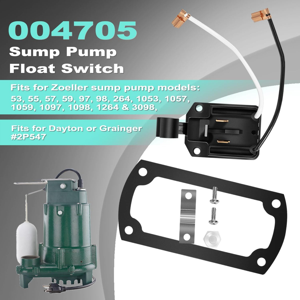 004705 Sump Pump Float Switch Fits for Zoeller Model 53 55 57 59 97 98 264 & 3098 Series Sump Pumps