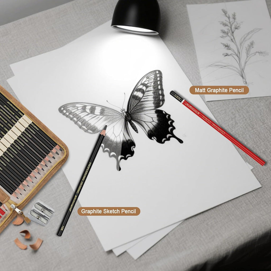 Sketching and Drawing Pencils Set 26pcs, Art Supplies Drawing pencil Kit,Graphite Charcoal Professional Pencils Set