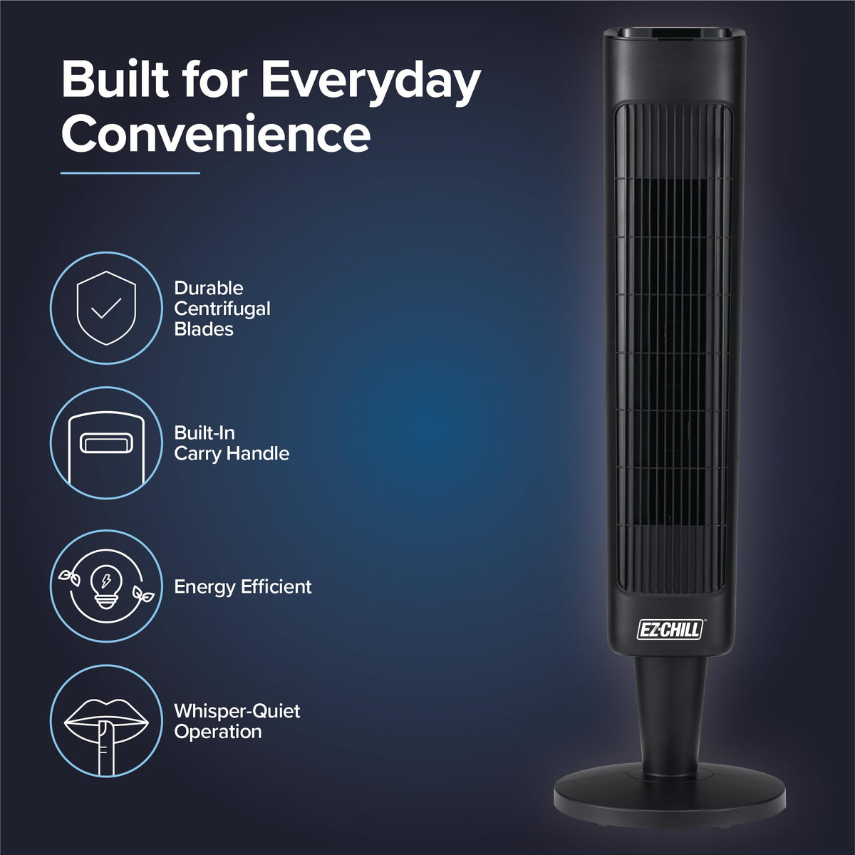 36” Tower Fan with Remote Control for Home, 60 Degree Oscillation, 3 Speeds, 12H Timer, Carry Handle, Black