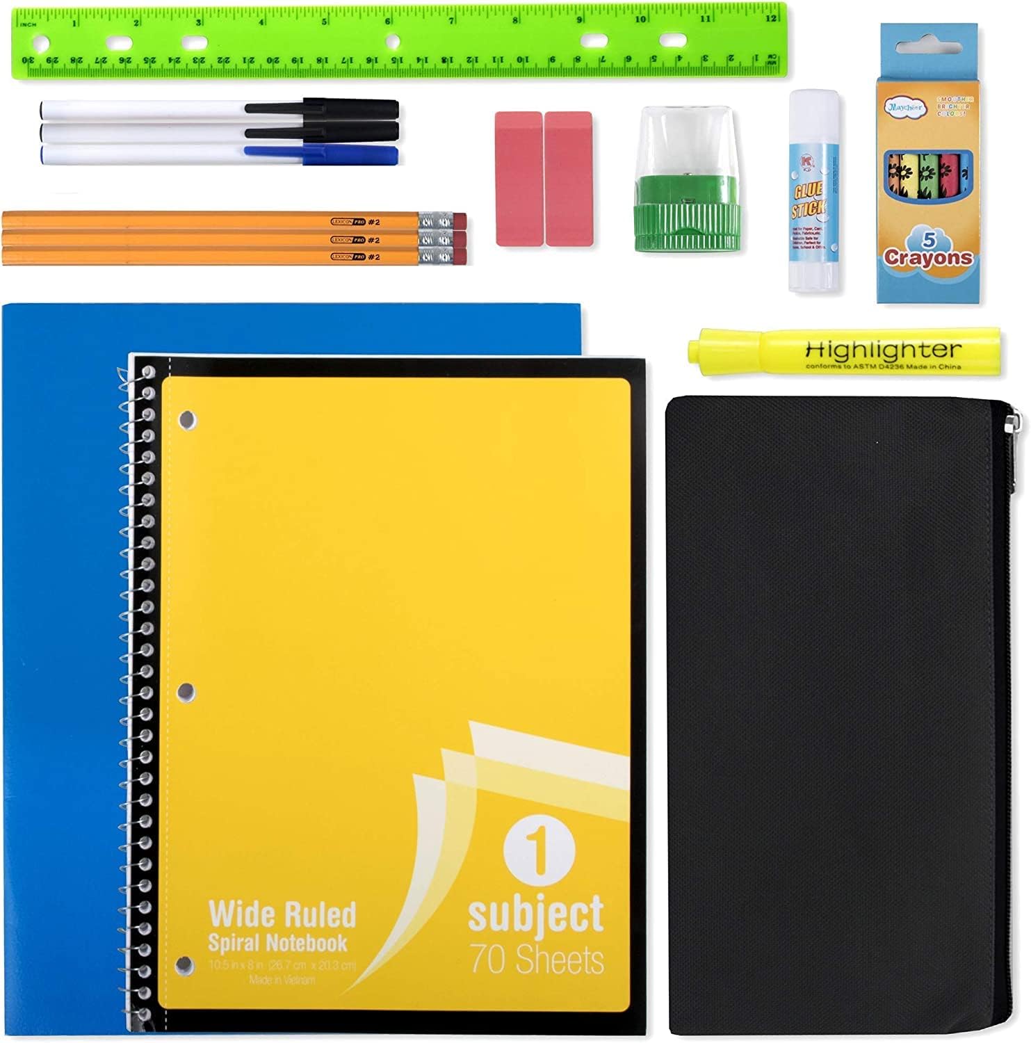 Backpack with School Supplies for Kids - 20 Piece Back to School Supplies with 17" Backpack (Red Pack)