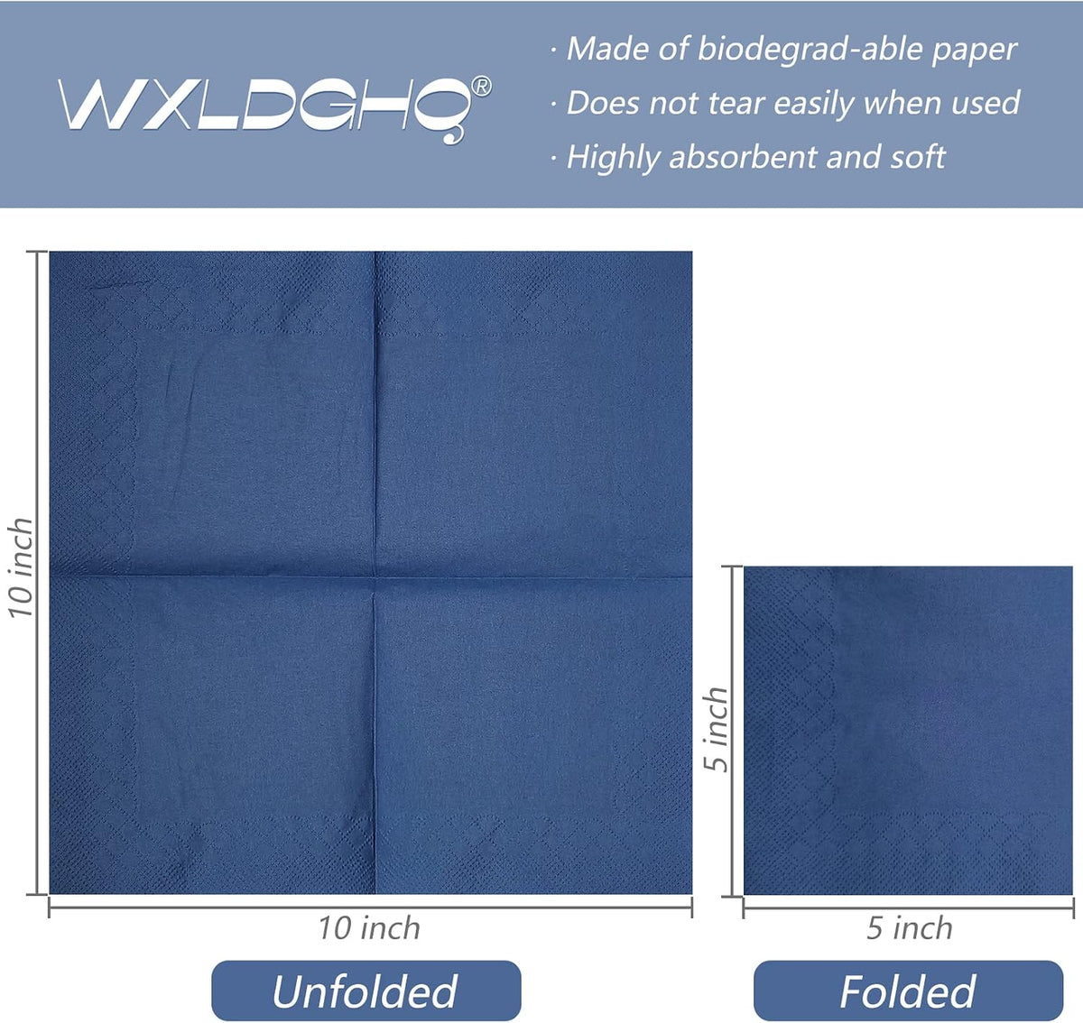 300 Count Navy Blue Beverage Napkins,2-Ply Navy Cocktail Napkins