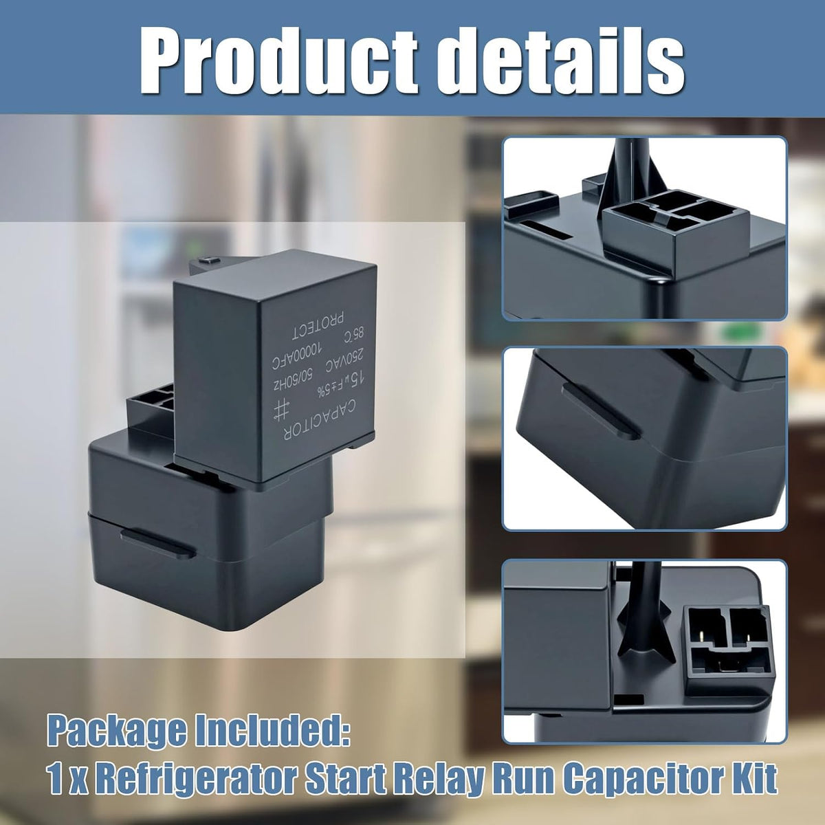 Refrigerator Start Relay Run Capacitor Kit for Frigidaire Kenmore Freezers