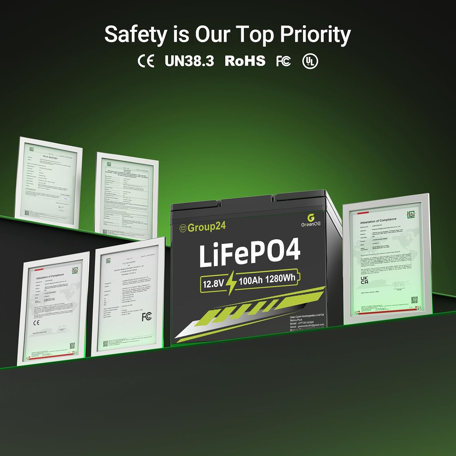 12V 100Ah LiFePO4 Battery, Smaller Than BCI Group 31 Built in100A BMS,Low Temperature Protection,1280Wh, Up to 15000
