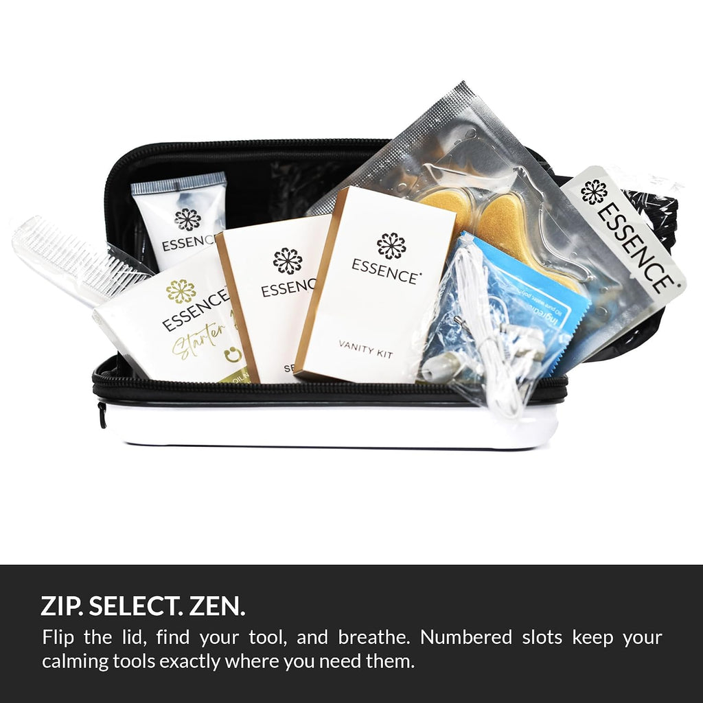 Essence Travel Amenity Kit | Travel Essentials & Travel Size Toiletries Kit | 5-Pack Nasal Diffuser Rings, Sleep