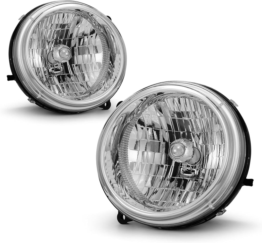 for 2002-2004 Jeep Liberty Headlights Assembly Chrome Pair